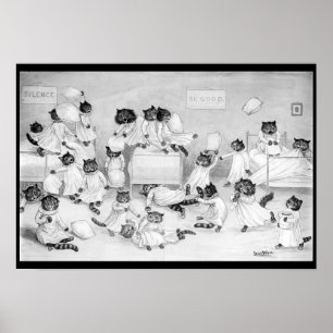 Póster Louis Wain Cat Art Be Good cat almohada