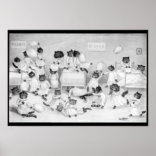 Póster Louis Wain Cat Art Be Good cat almohada (Frente)