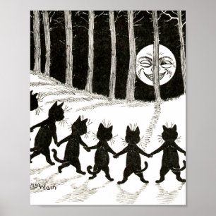 Póster Louis Wain Cat Full Moon