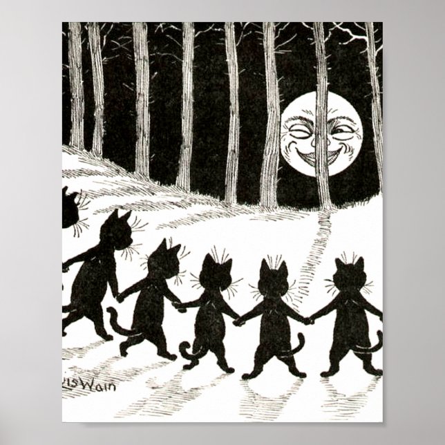 Póster Louis Wain Cat Full Moon (Frente)