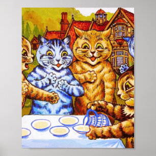 Póster Louis Wain Cat Tea Fiesta