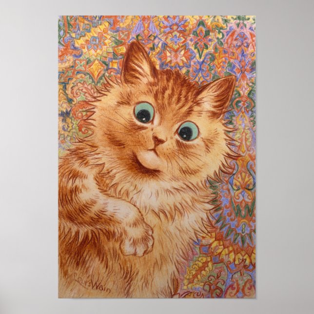 Póster Louis Wain Gato de jengibre sorprendido habitación (Frente)