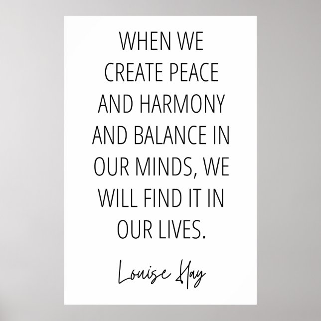 Póster Louise Hay Cita sobre paz y armonía (Frente)