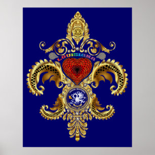 Póster Louisiana Fleur De Lis Bicentennial