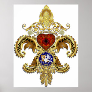 Póster Louisiana Fleur De Lis With Shadow