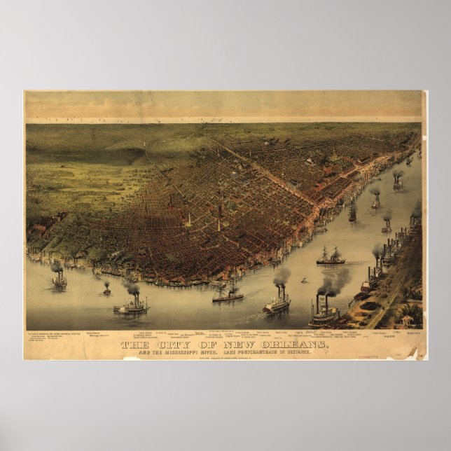 Póster Louisiana (Nueva Orleans) 1885 (Frente)