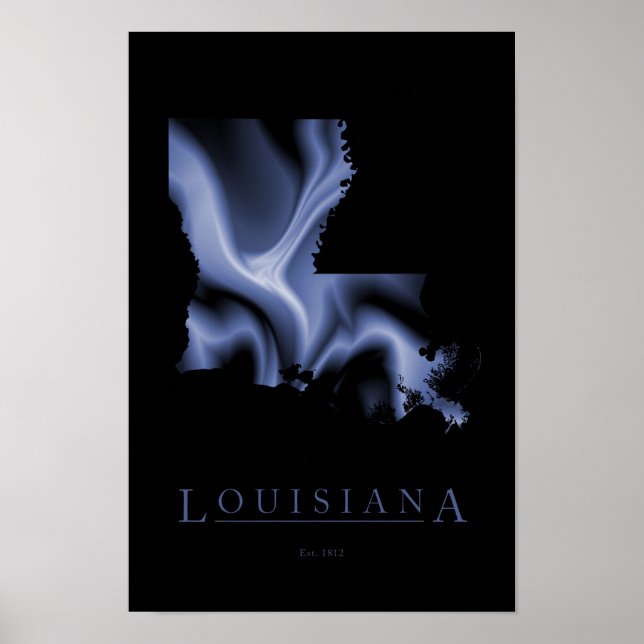 Póster Louisiana Poster moderno de mapas (Frente)
