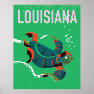 Póster louisiana USA vintage travel poster art