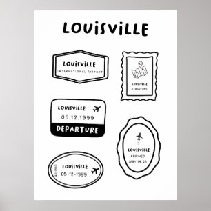 Póster Louisville - Colección de sellos de viaje   Minima
