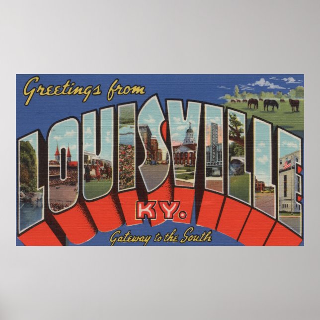 Póster Louisville, Kentucky - Escenas de letras grandes (Frente)