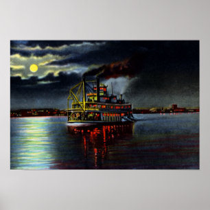 Póster Louisville Kentucky Moonlight en el Ohio