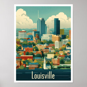 Póster Louisville Kentucky US Vintage Travel Ilustracion