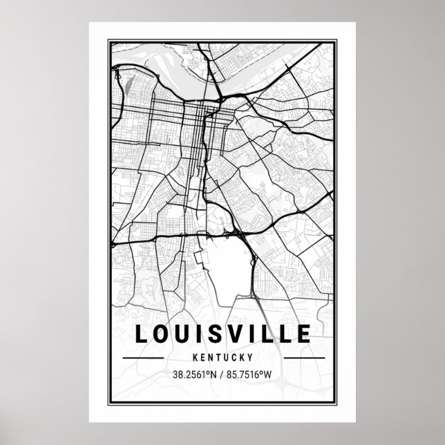 Póster Louisville Kentucky USA City Travel City Map (Frente)