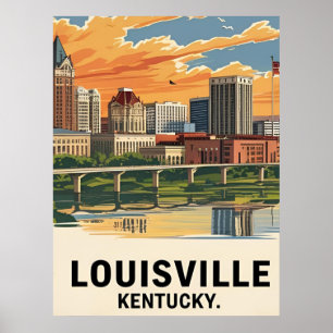 Póster Louisville Kentucky USA Skyline
