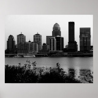 Póster Louisville Skyline Black & White Print