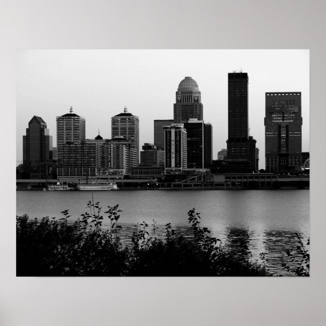 Póster Louisville Skyline Black & White Print (Frente)