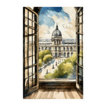 Louvre a través de un Poster de ventana
