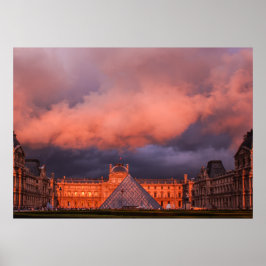 Póster Louvre al atardecer