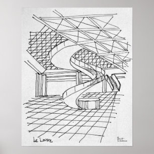 Póster Louvre bajo la pirámide   París, Francia