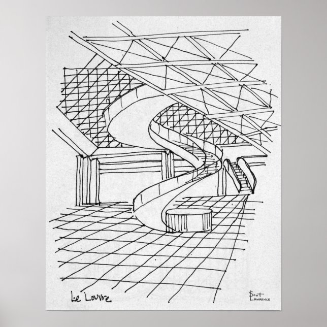 Póster Louvre bajo la pirámide | París, Francia (Frente)