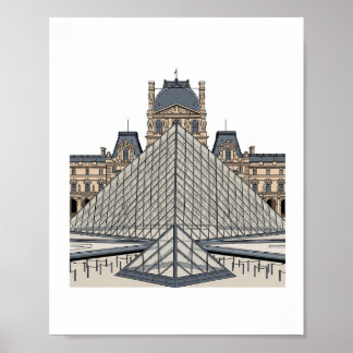 Póster Louvre Museum Paris Pyramid Poster