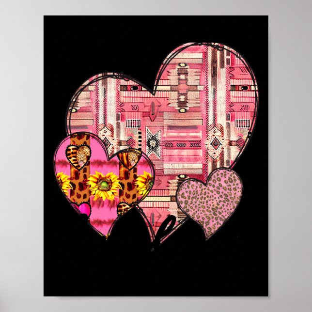 Póster Love Always Retro Vintage Western Hearts Valentine (Frente)