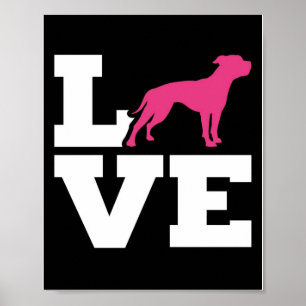 Póster LOVE American Bulldog Gift Regalo de los amantes