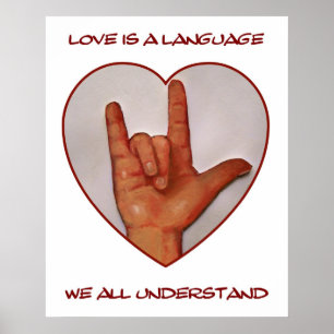 PÓSTER LOVE: AMERICAN SIGN LANGUAGE: HEART