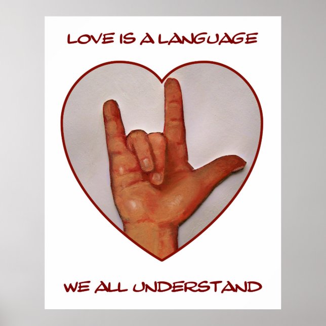 PÓSTER LOVE:  AMERICAN SIGN LANGUAGE: HEART (Frente)