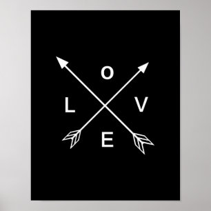 Póster Love Arrow Black and White Poster Wall Art