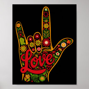 Póster Love Asl Deaf Melanin African American Black Histo