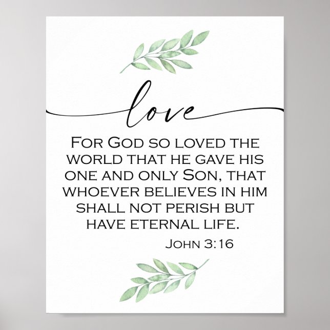 Póster Love Bible Verse from John 3:16 (Frente)