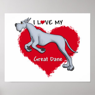 Póster Love Blue Great Dane