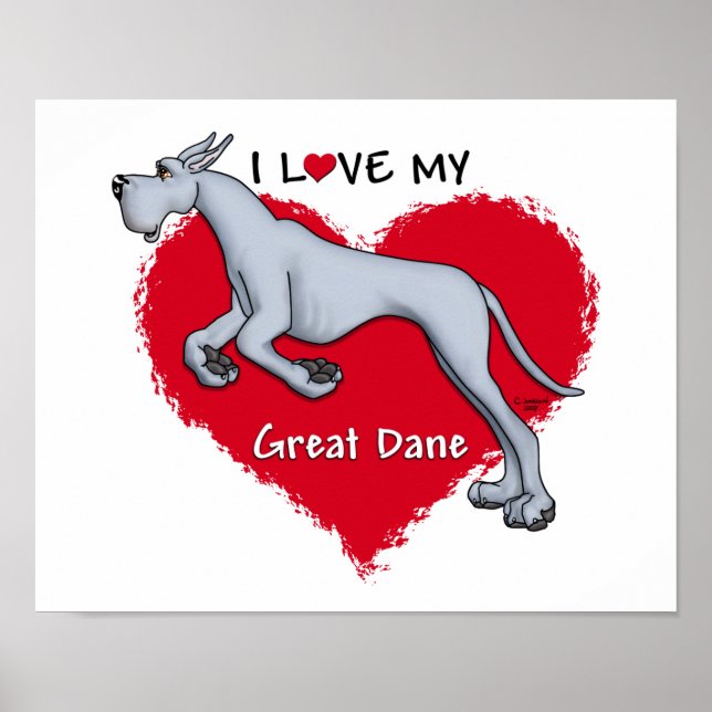 Póster Love Blue Great Dane (Frente)