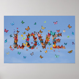Póster LOVE Blue Sky Butterflies | Inspirational Hope Art