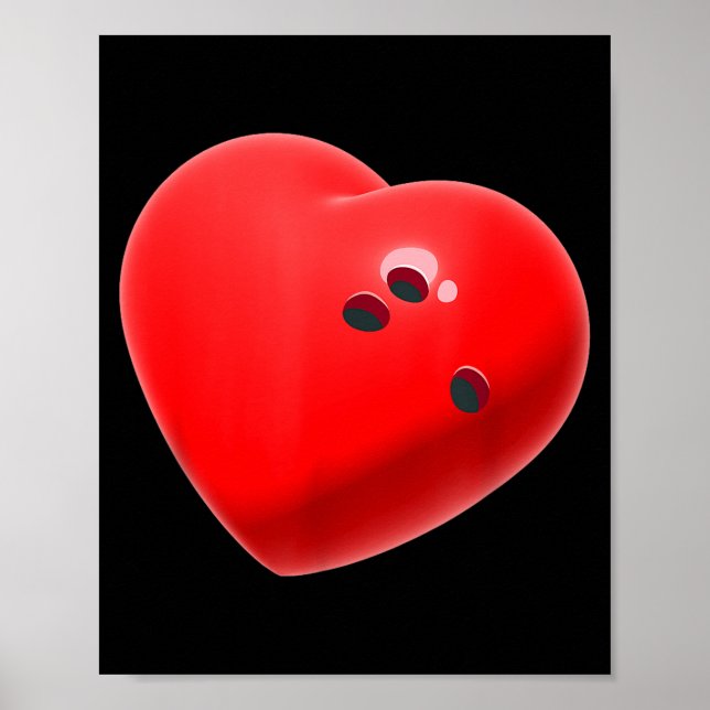 Póster Love Bowling Ball Hearts Bowling Lover Valentine's (Frente)