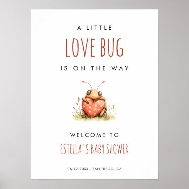 Póster Love Bug Baby Shower Welcome (Frente)