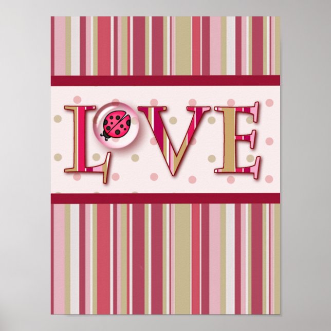 Póster LOVE BUG BUBBLE & STRIPES by SHARON SHARPE (Frente)