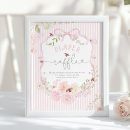 Póster Love Bug Diaper Raffle Bow Wildflower Baby Shower
