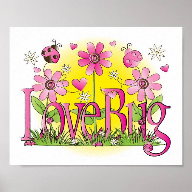 Póster Love Bug Lady Bug Girls Room Wall Art (Frente)