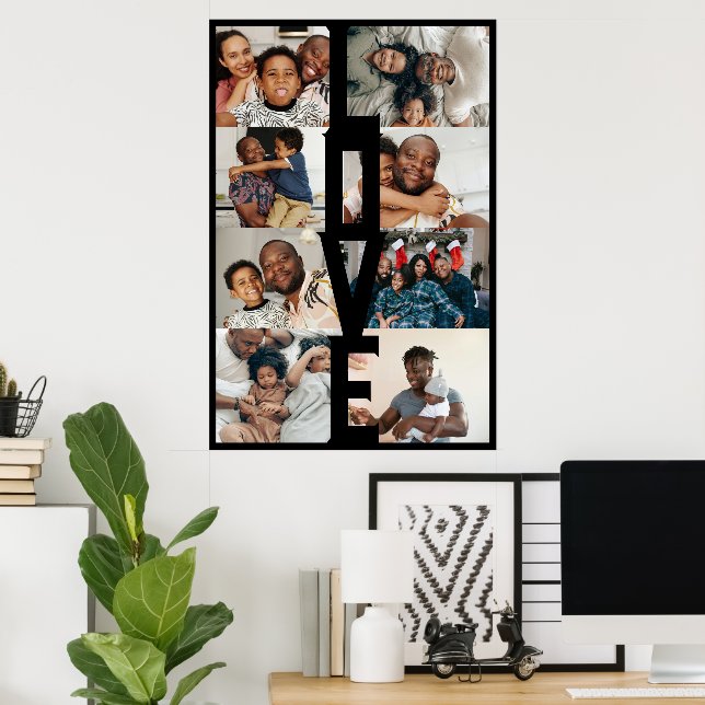 Póster LOVE Collage de fotos personalizado 8 (Oficina en casa)