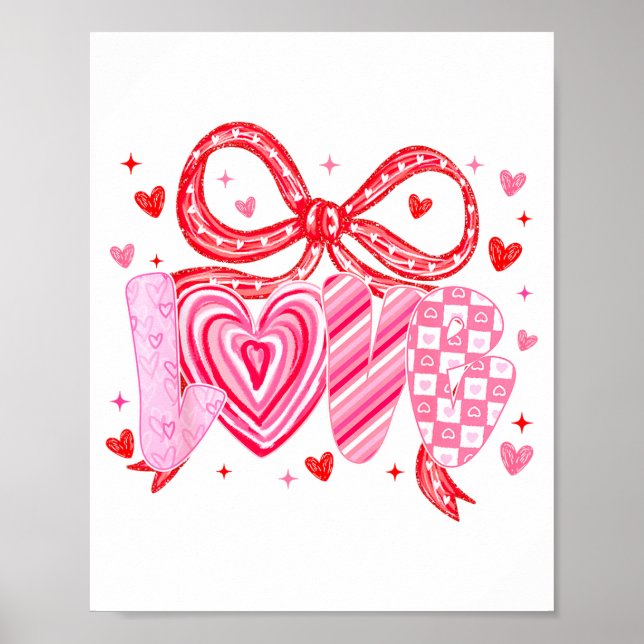 Póster Love Coquette Bow Leopard Hearts Valentine Women G (Frente)