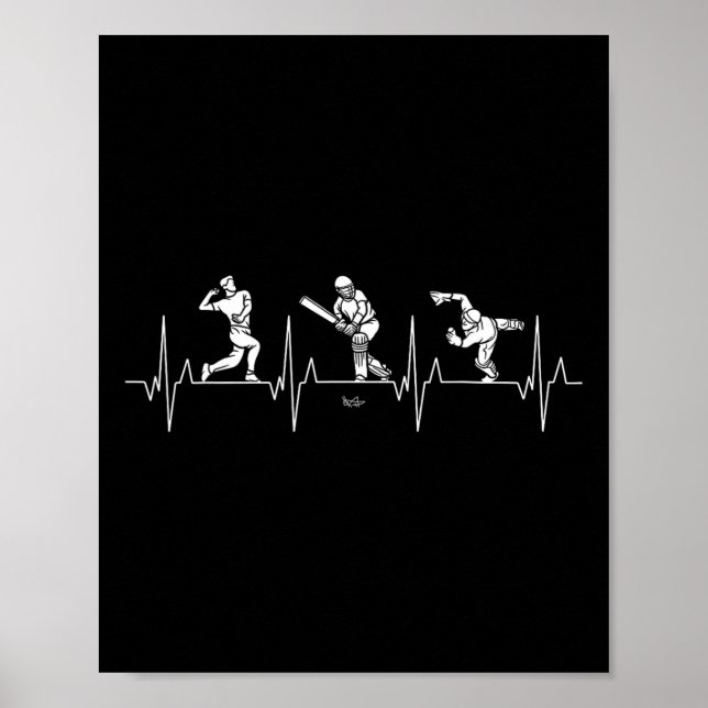 Póster Love Cricket - Bowling Heartbeat Funny Cricket  (Frente)