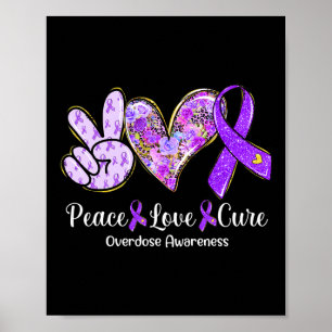 Póster Love Cure Purple Ribbon Sobredosificación Regalos 