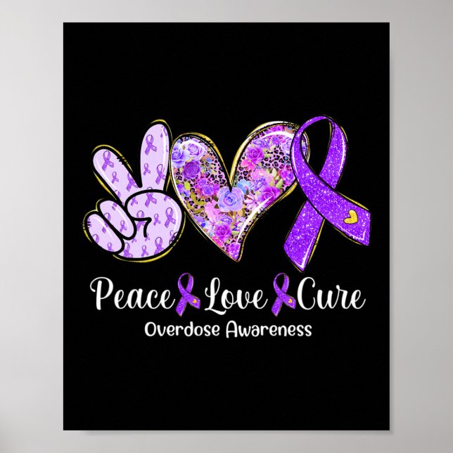 Póster Love Cure Purple Ribbon Sobredosificación Regalos  (Frente)