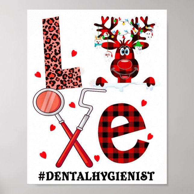 Póster Love Dental Christmas Reindeer Dental Squad Xmas D (Frente)