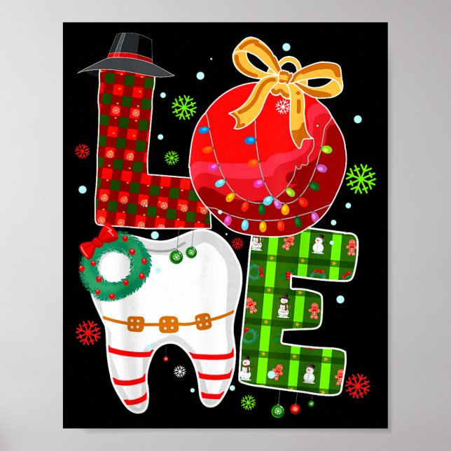 Póster Love Dental Life Bauble Tooth Dentist Fall Christm (Frente)