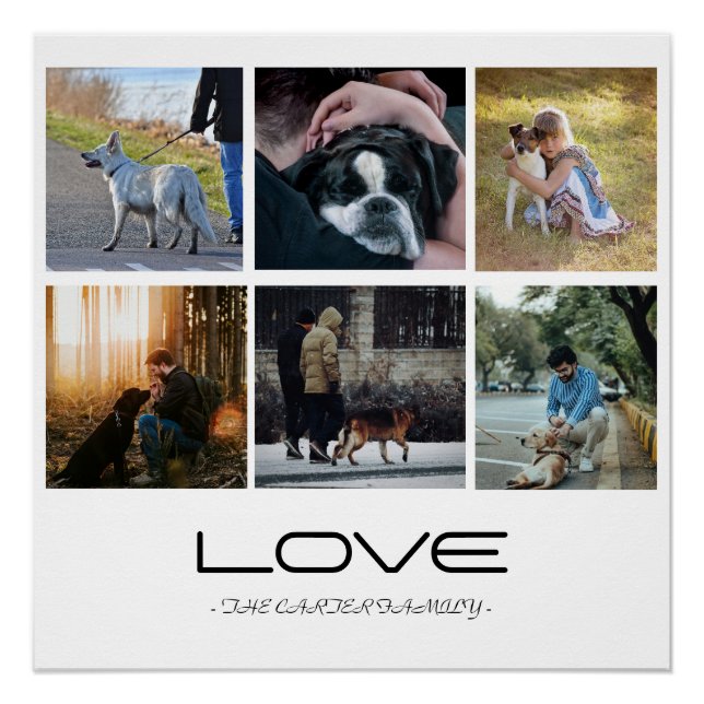 Póster Love Dog Family Portrait Collage Design (Anverso)