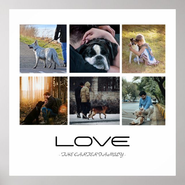 Póster Love Dog Family Portrait Collage Design (Frente)