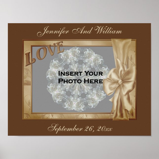 Póster Love Elegant Bow Photo Frame Wedding  (Frente)